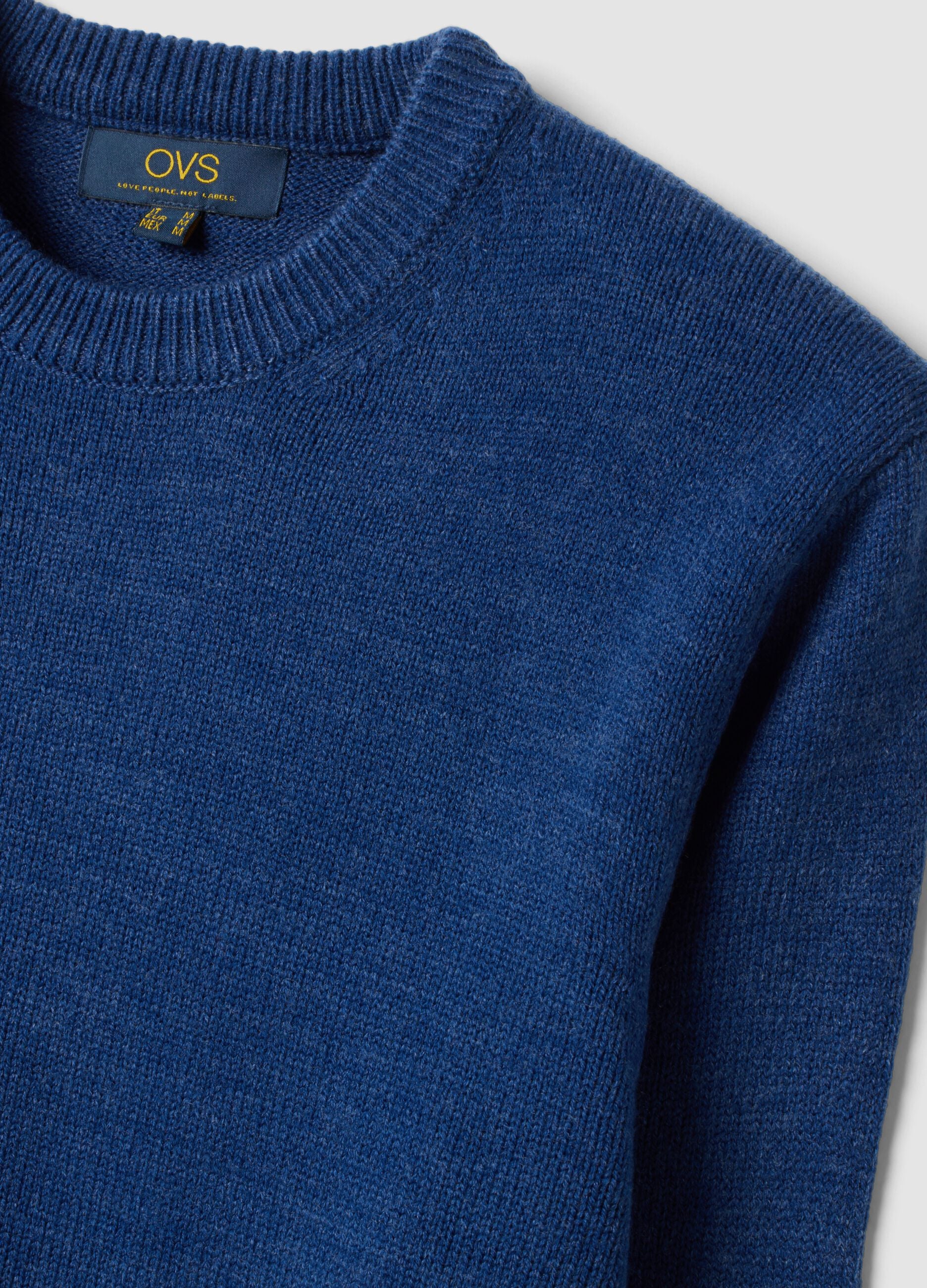 Blue crew-neck regular-fit jersey knit jumper