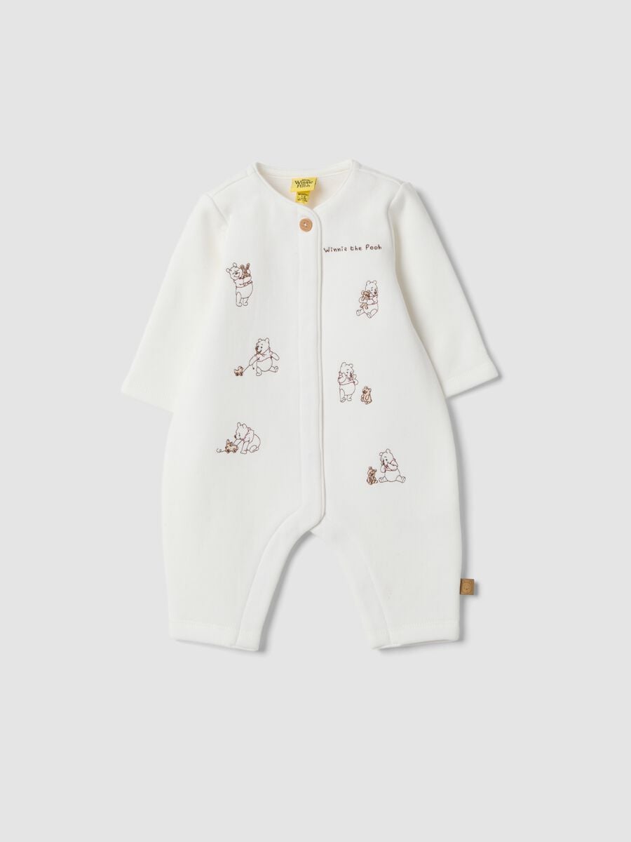 Tutina bianco sporco in puro cotone organico con stampa Winnie the Pooh_0