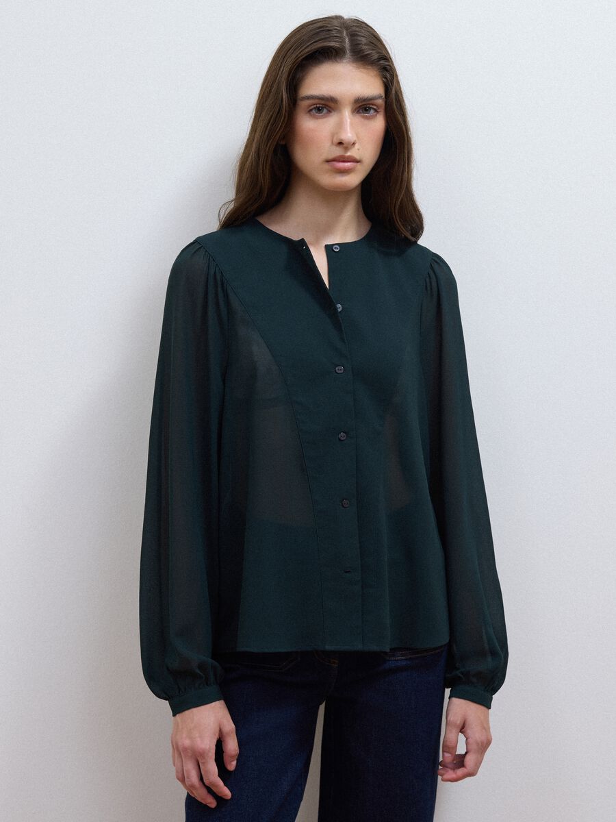 Green regular-fit shirt with buttons and long sleeves_2