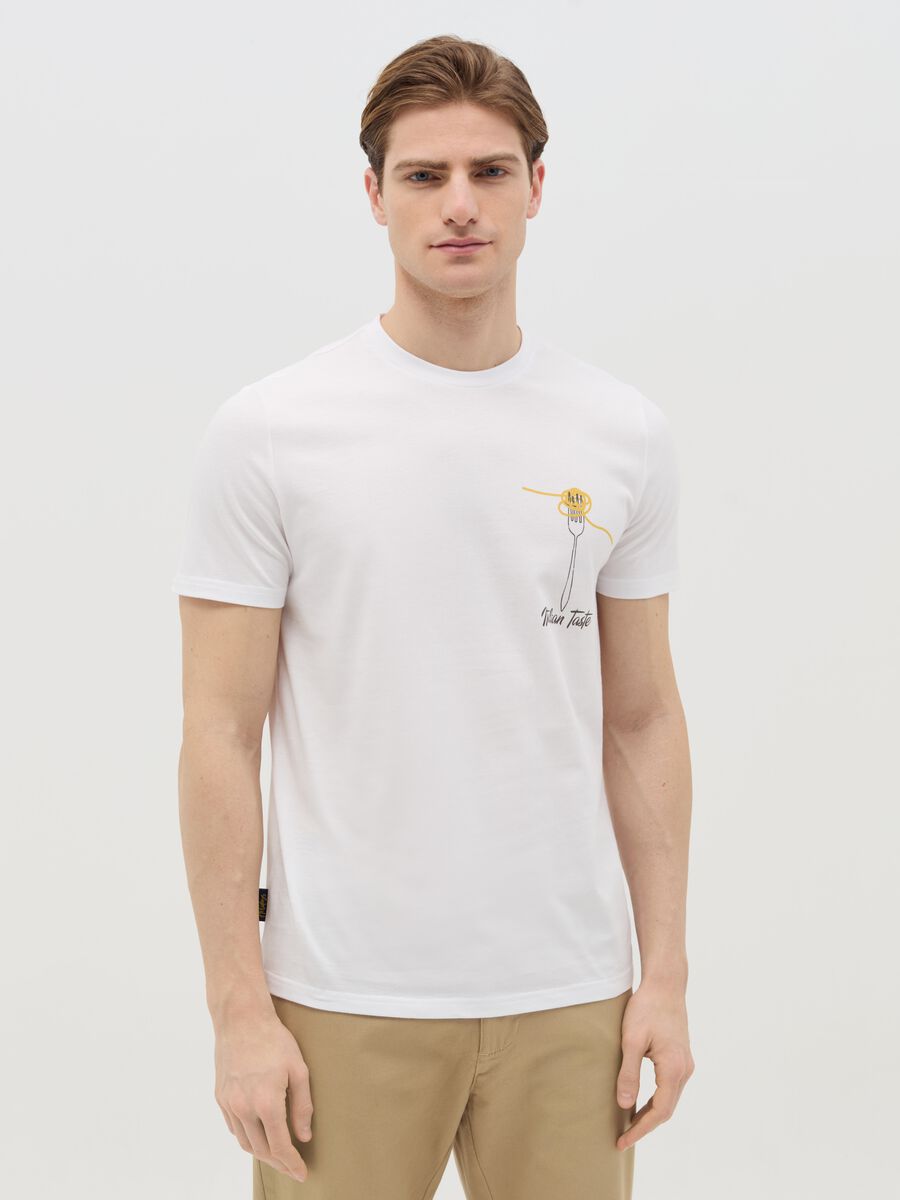 Cotton T-shirt with "Italian Taste" print_0