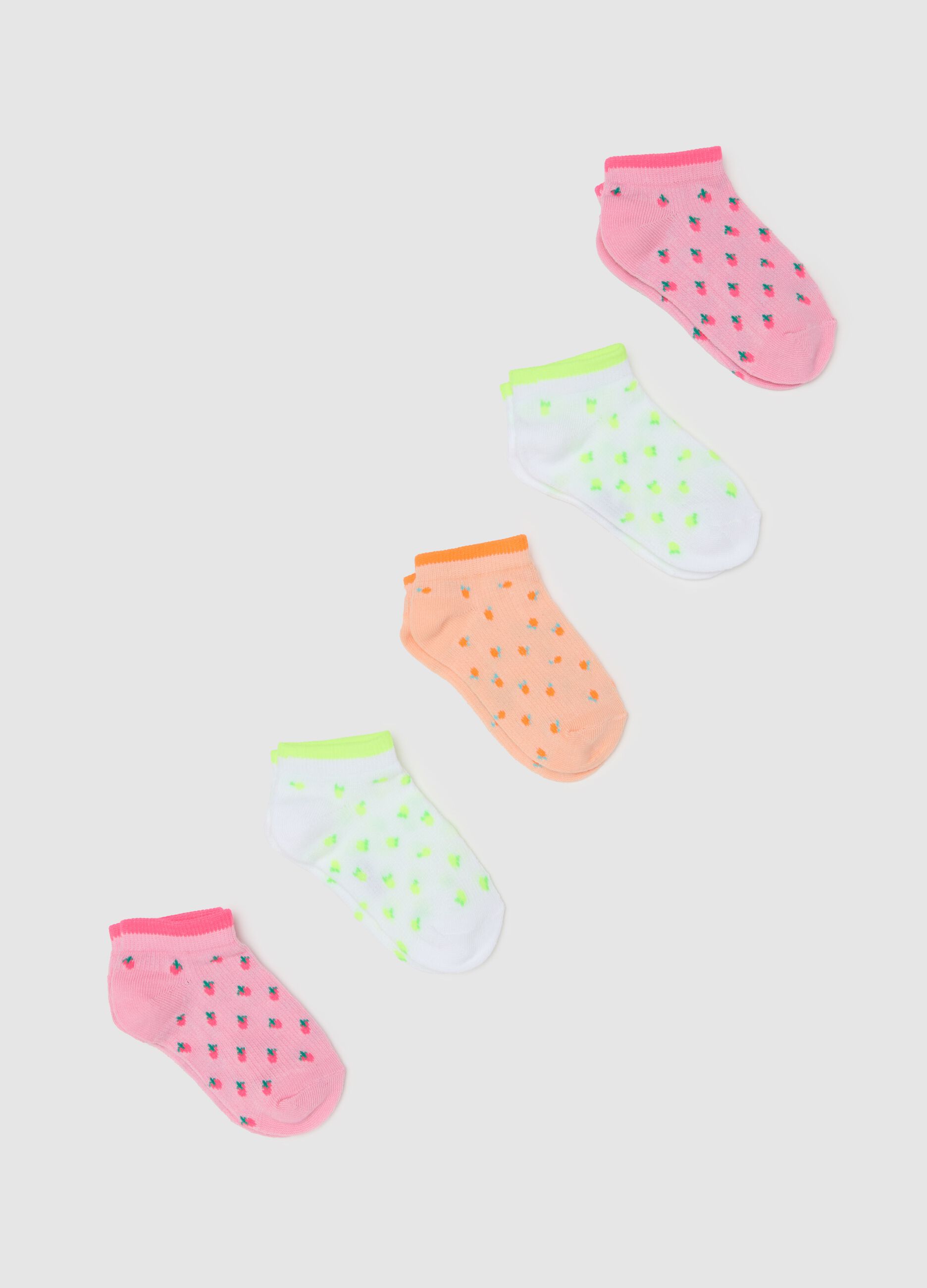 5-pack stretch shoe liners with strawberry design