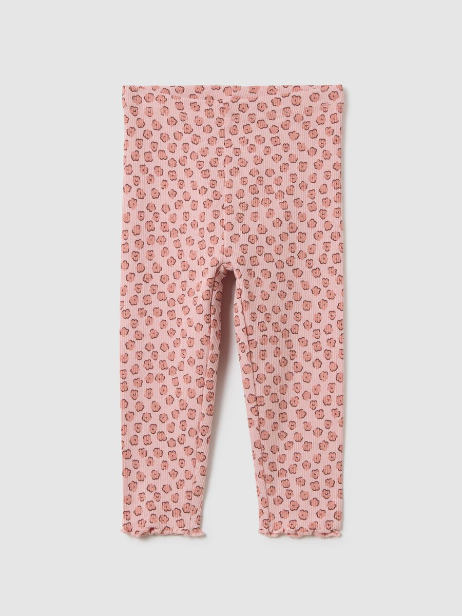 Leggings per bambine in cotone elasticizzato rosa_0