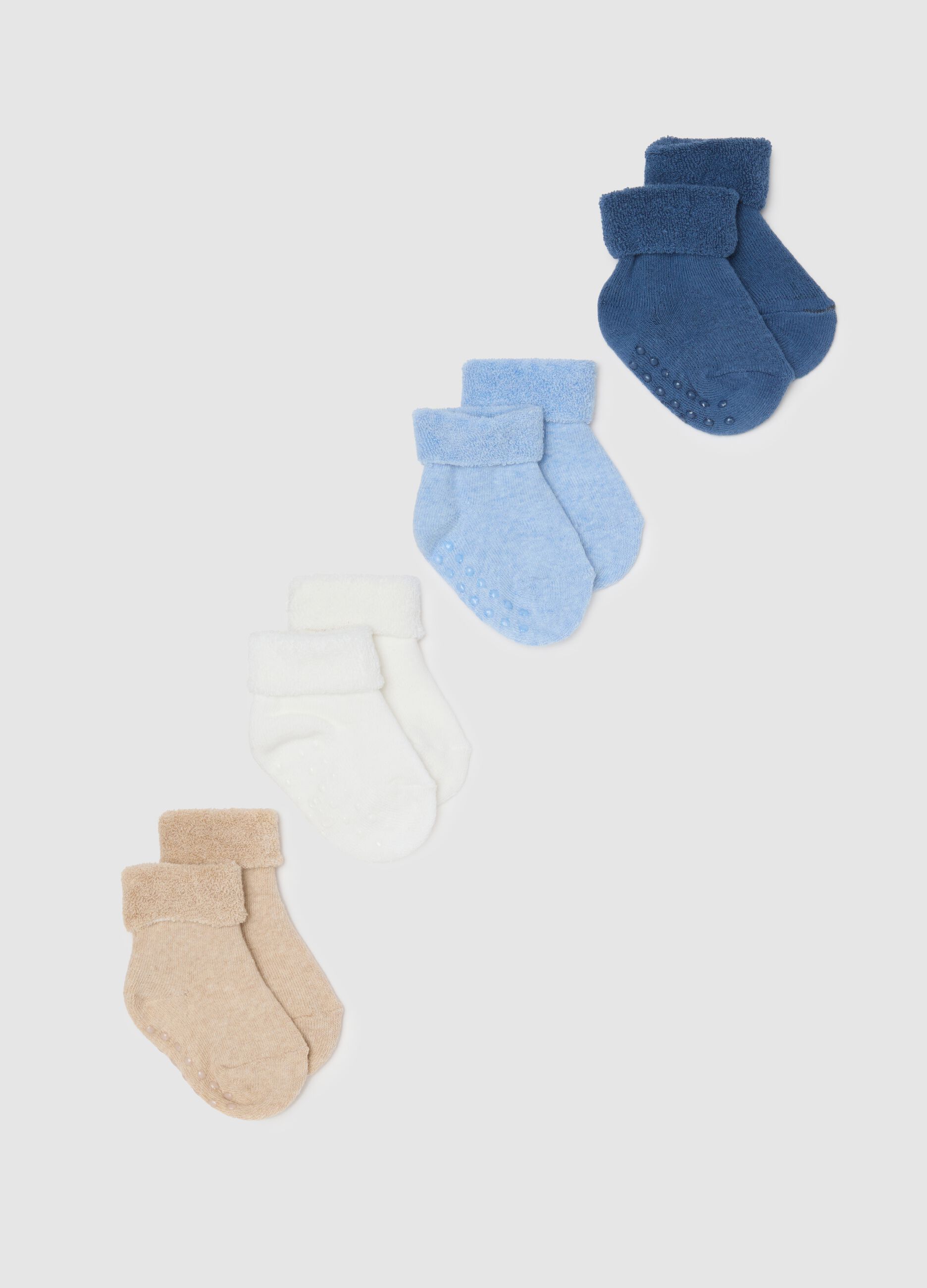Set of Multicolor Cotton Baby Socks with Non-Slip Sole