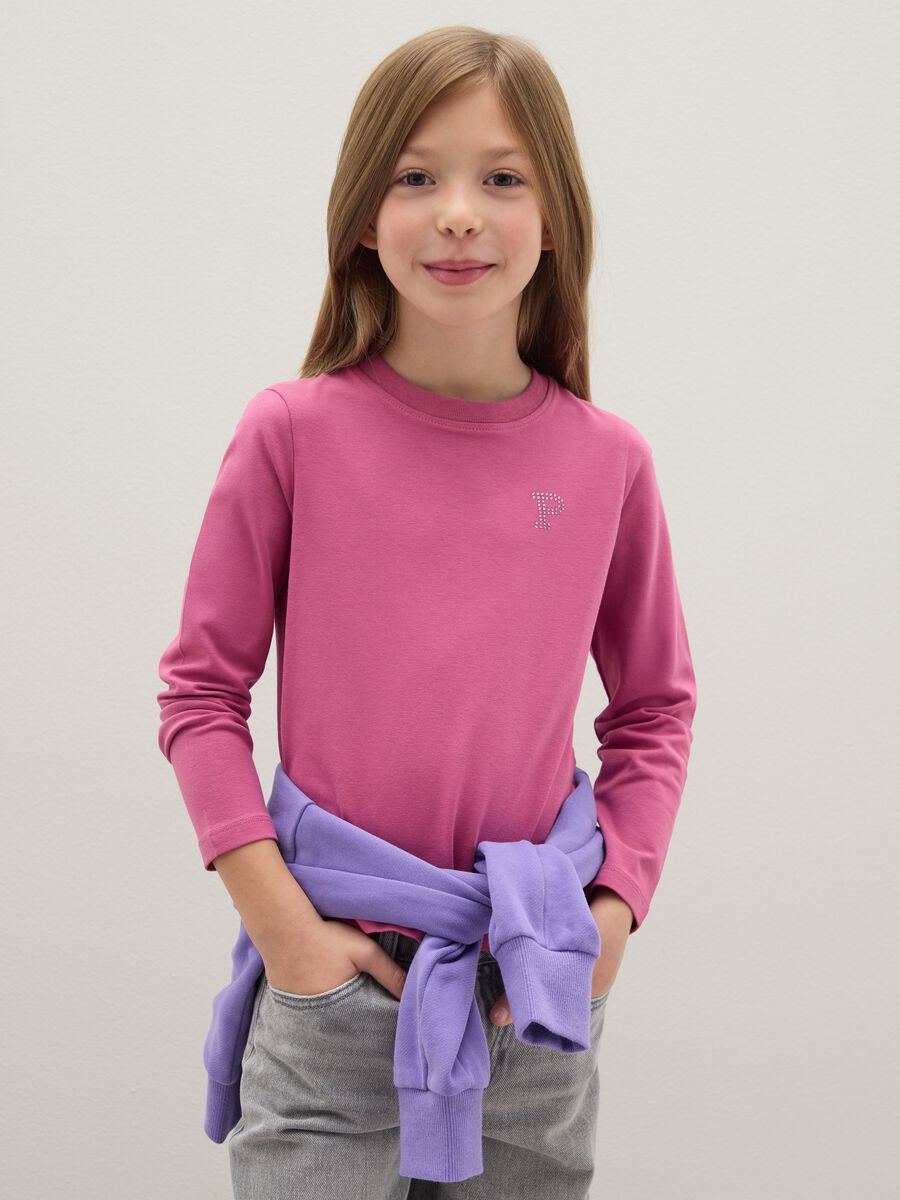 Maglietta da ragazza in cotone elasticizzato multicolor regular fit_0