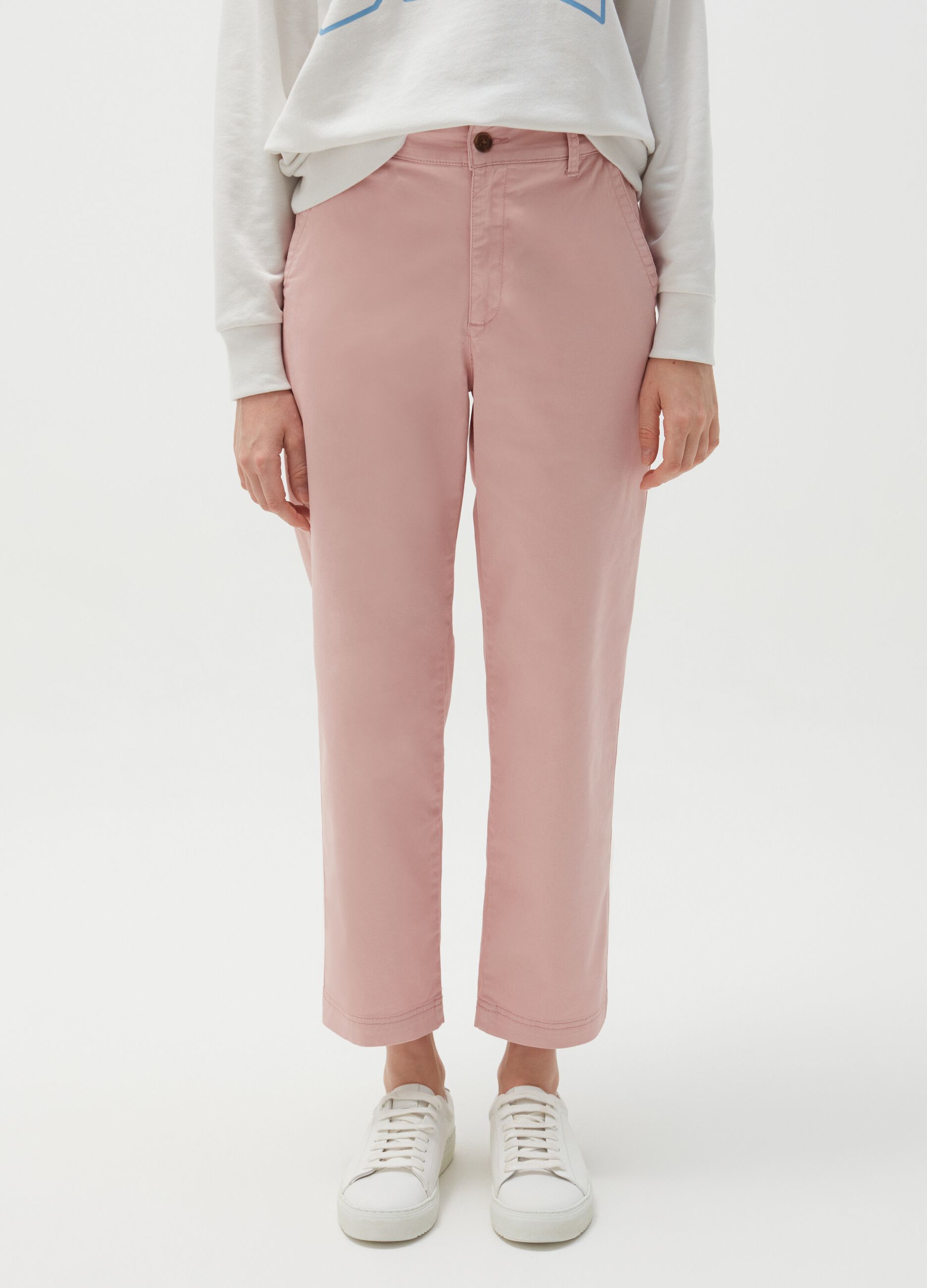Girlfriend-fit cotton trousers