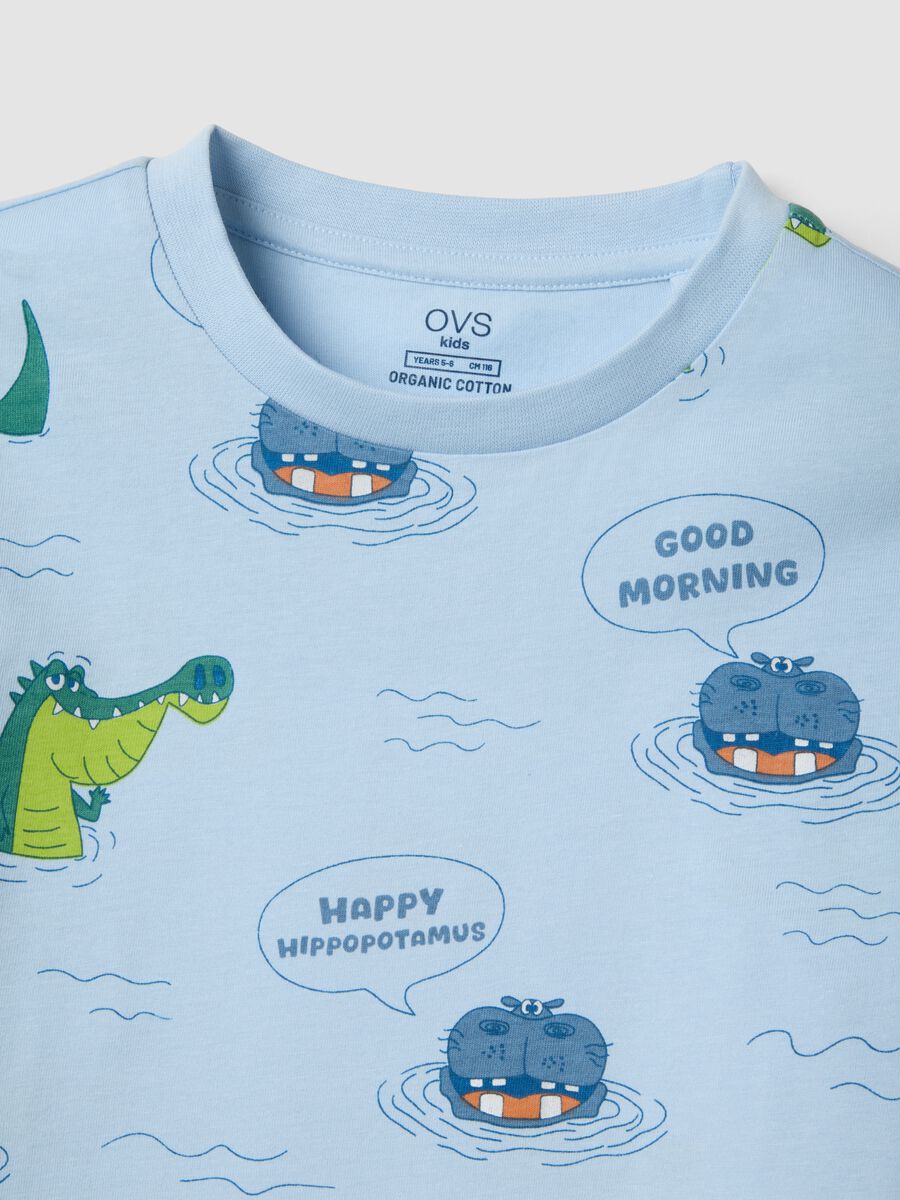 Kids' sky blue pure cotton pyjamas regular fit with prints_2
