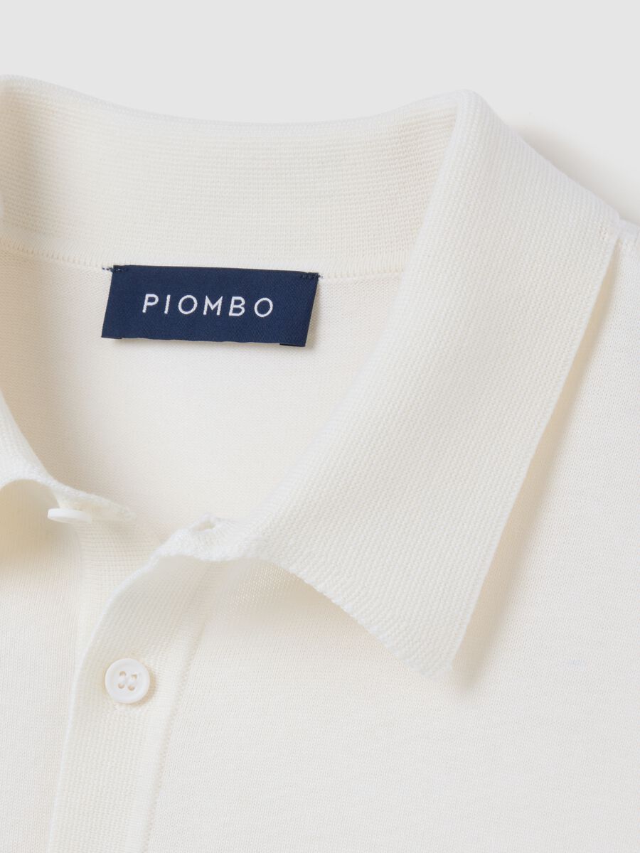 White polo shirt in cotton, silk, and linen_5