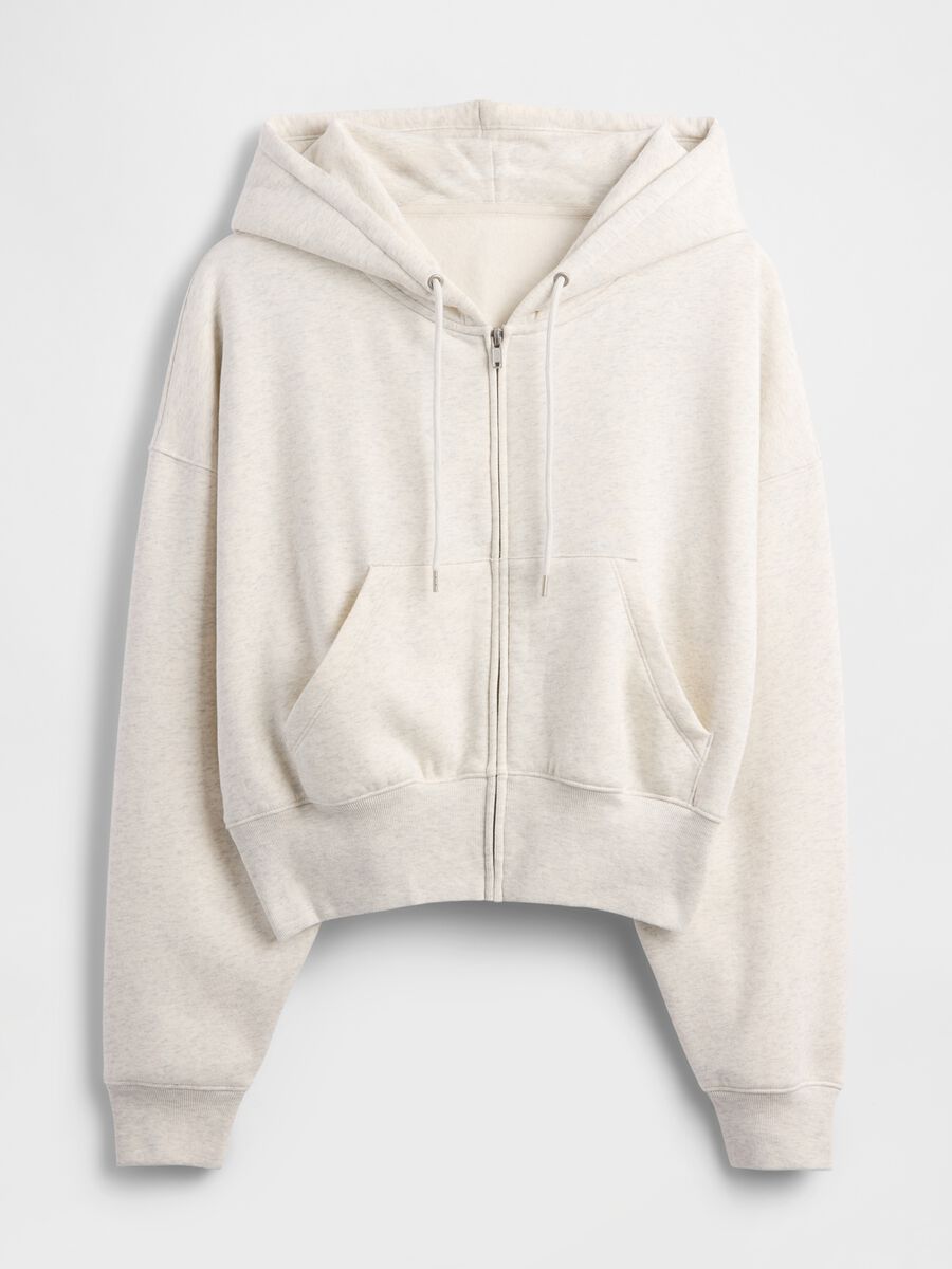Felpa bianco con cappuccio e zip completa_4