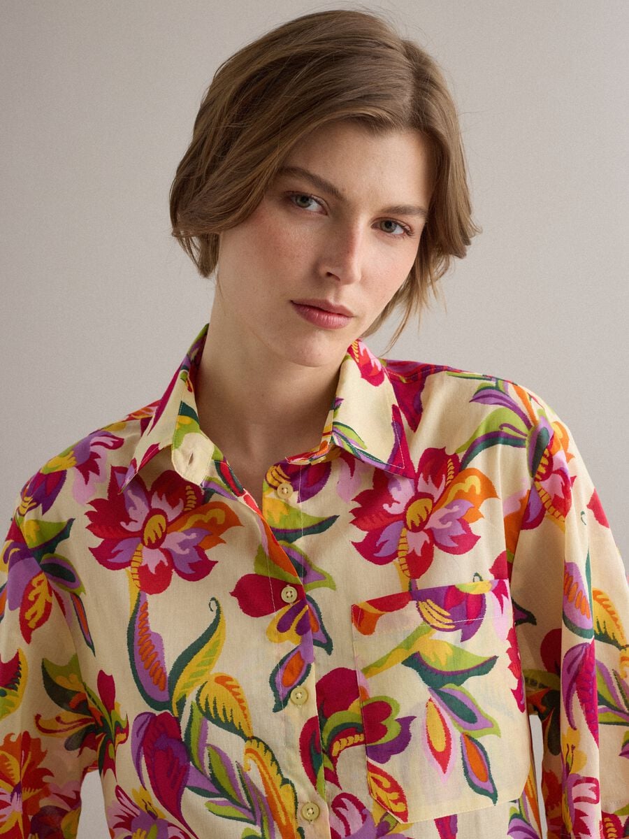 Camicia multicolor in puro cotone con fantasia over fit_2
