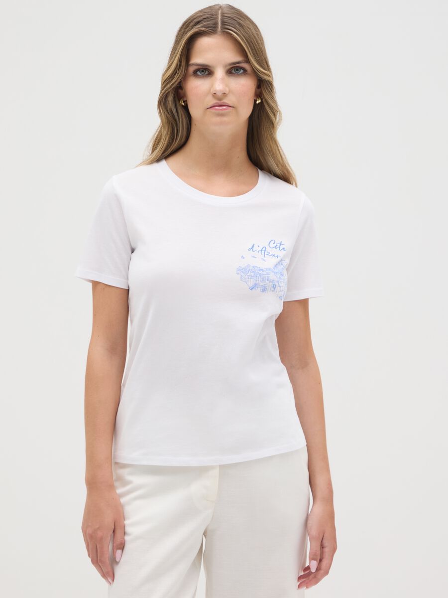 Women's white pure cotton t-shirt regular fit_0