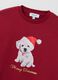 Red cotton blend regular fit sweatshirt with Christmas print_5