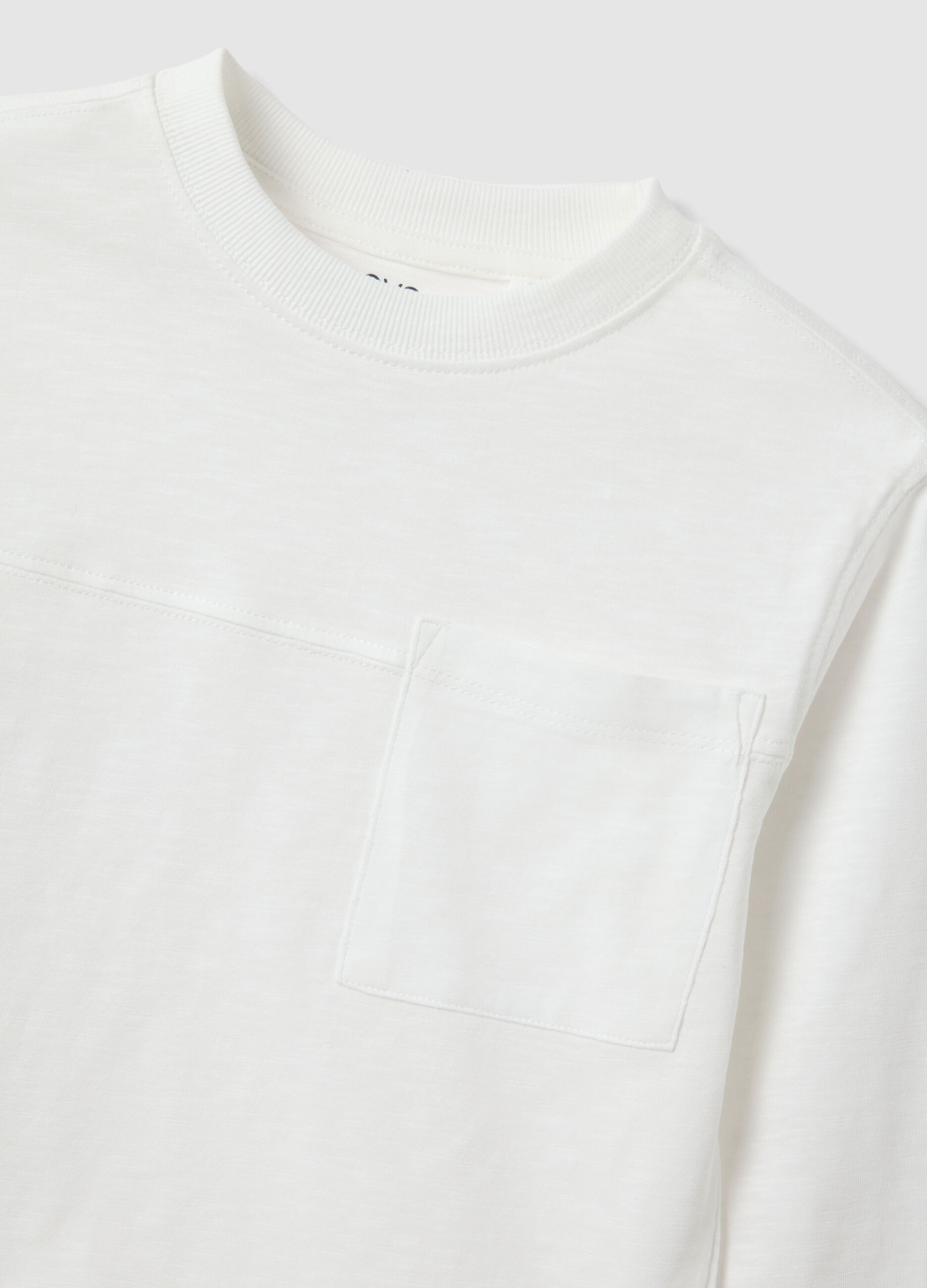 White kids&rsquo; pure cotton oversized-fit T-shirt with chest pocket