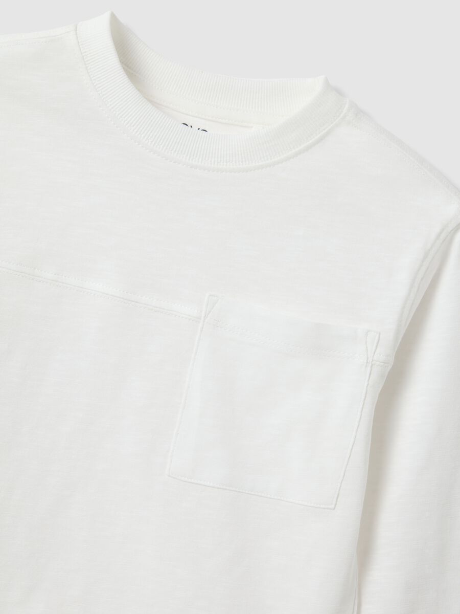 White kids&rsquo; pure cotton oversized-fit T-shirt with chest pocket_2