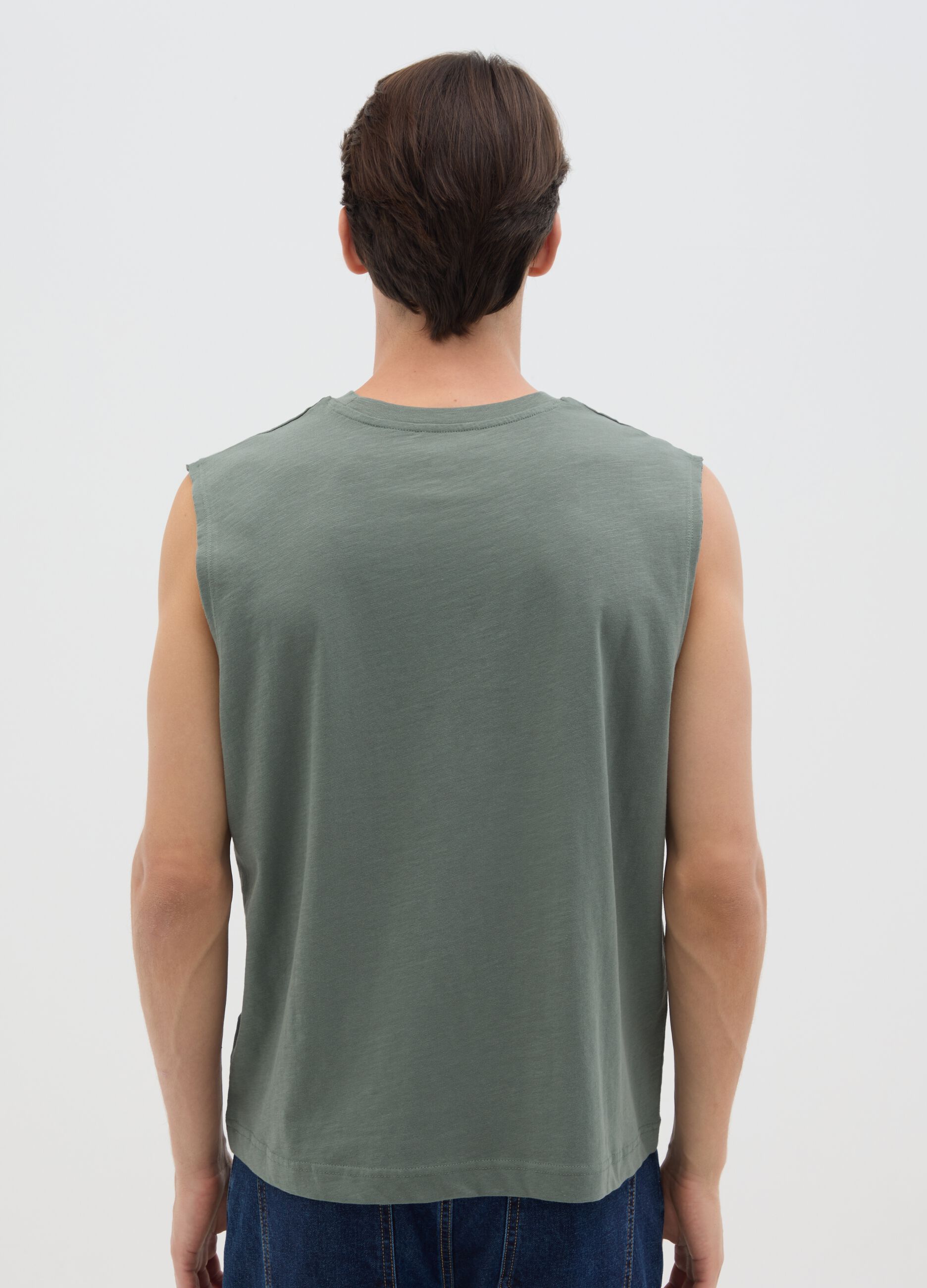 Canotta da uomo in puro cotone verde relaxed fit