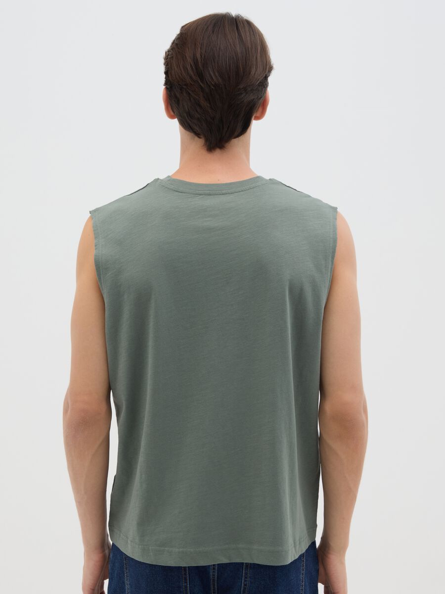 Men's Green Pure Cotton Vest - Relaxed Fit_3