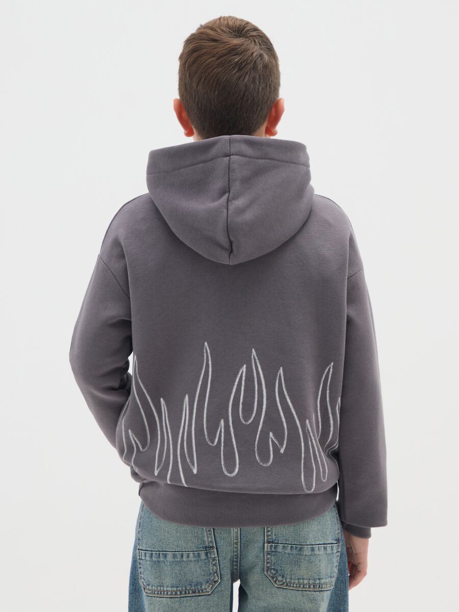Grey cotton blend children's hoodie, regular fit_1