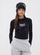 Black pure cotton T-shirt with applied stars, regular fit for girls_0