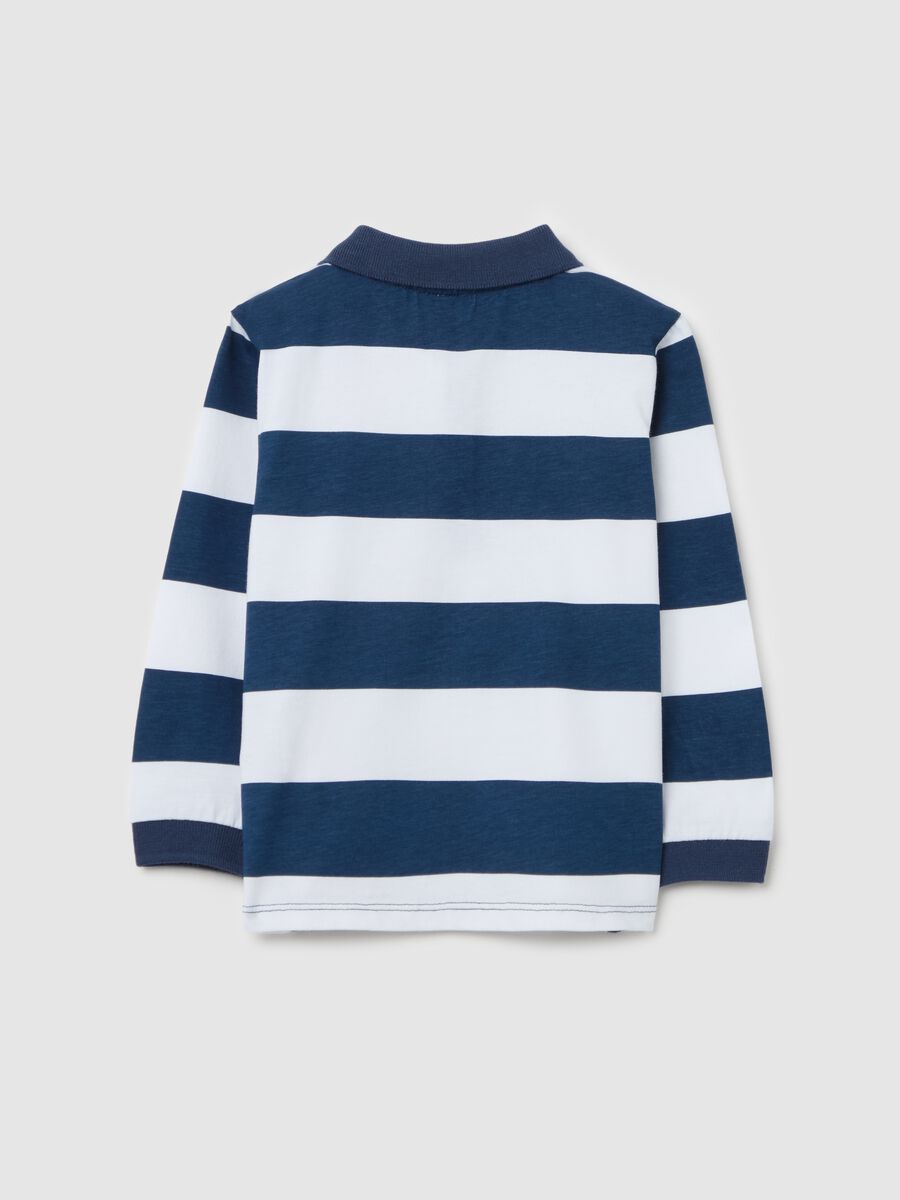 Long-sleeved polo shirt in striped cotton_1