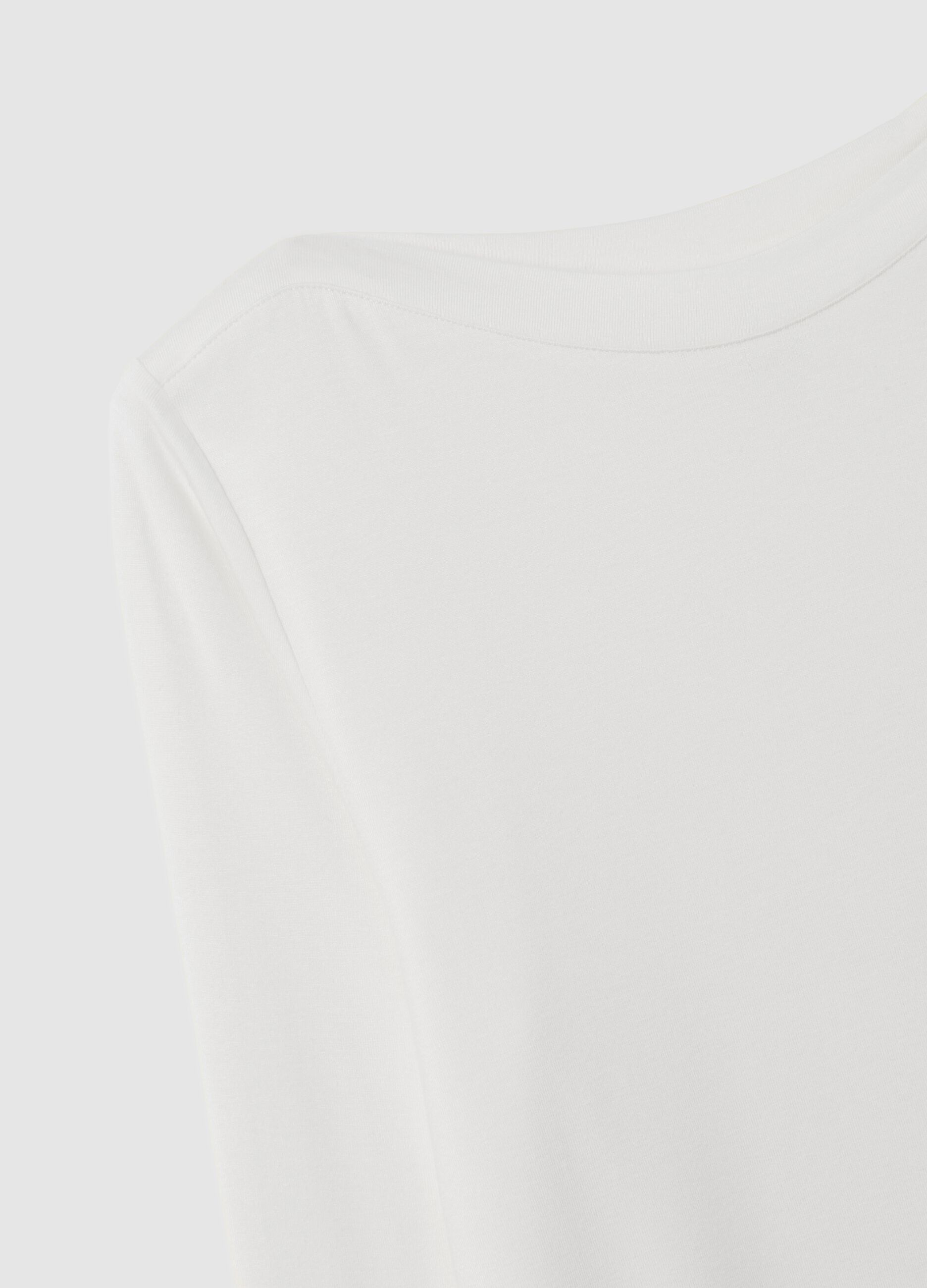 Regular fit beige stretch viscose t-shirt