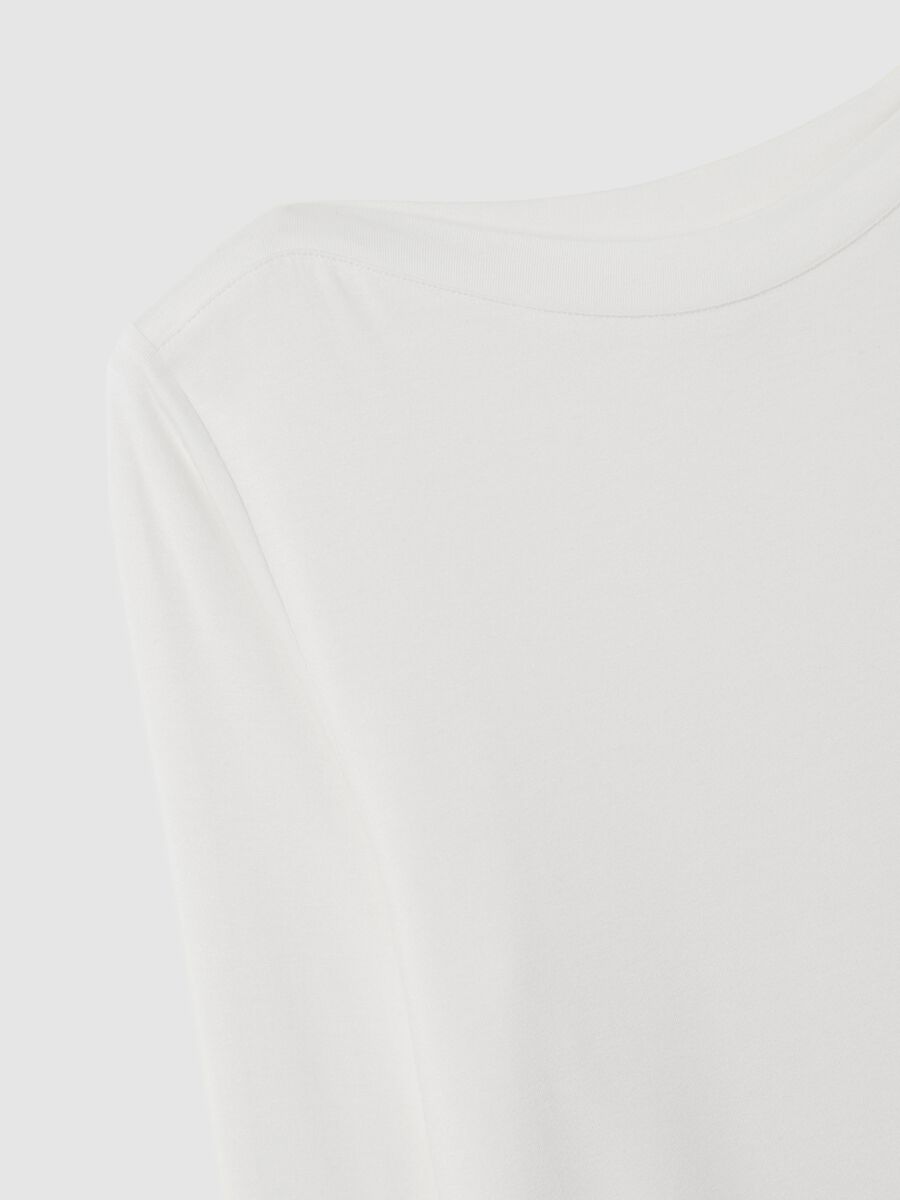 Regular fit beige stretch viscose t-shirt_5