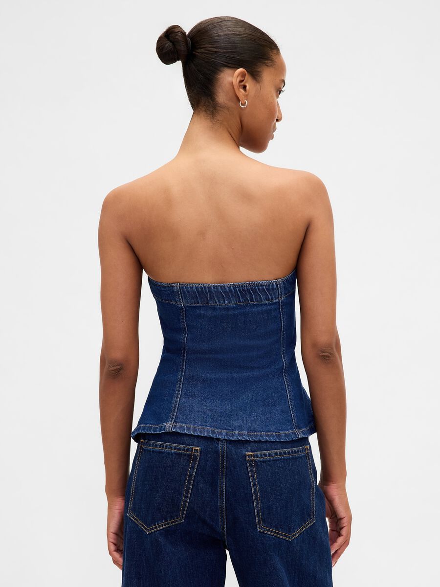 Stretch Denim Waistcoat with Buttons_1