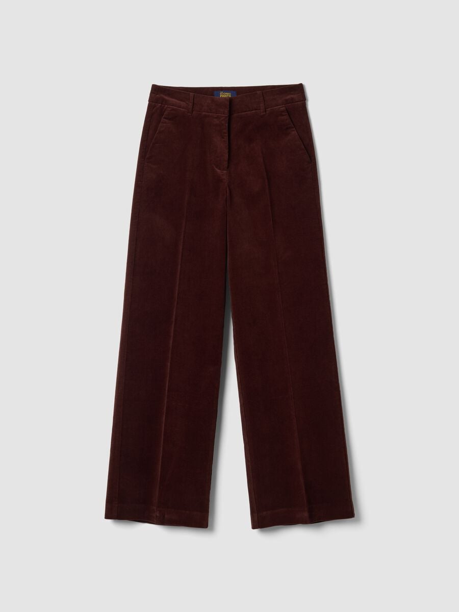 Pantaloni The Iconic Pants marroni in cotone elasticizzato a coste straight fit_4