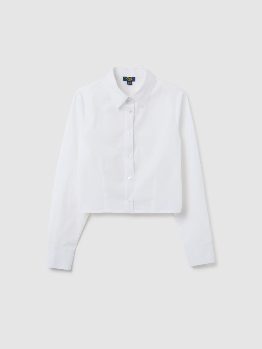 Girls' White Slim Fit Pure Cotton Shirt_3