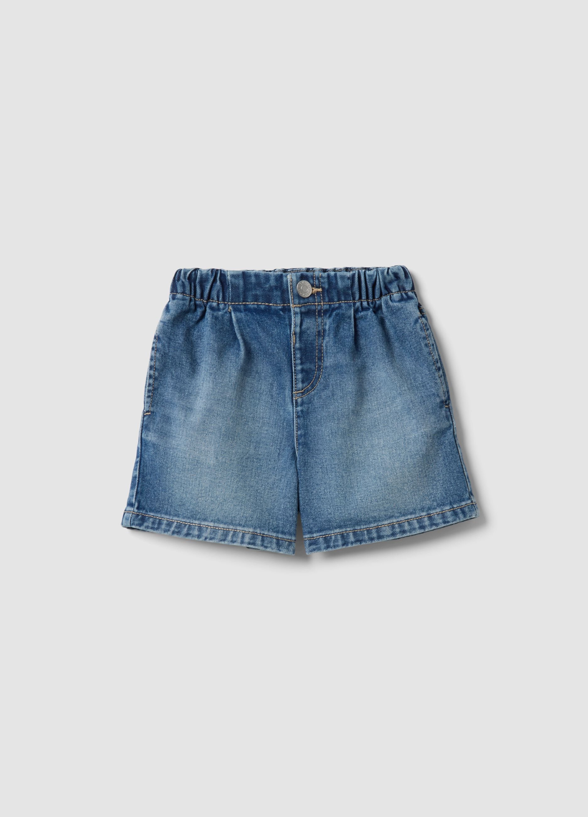 Girls&rsquo; blue denim shorts in pure cotton, regular fit