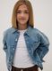Camicia blu in denim di misto cotone e viscosa con cuore regular fit_1