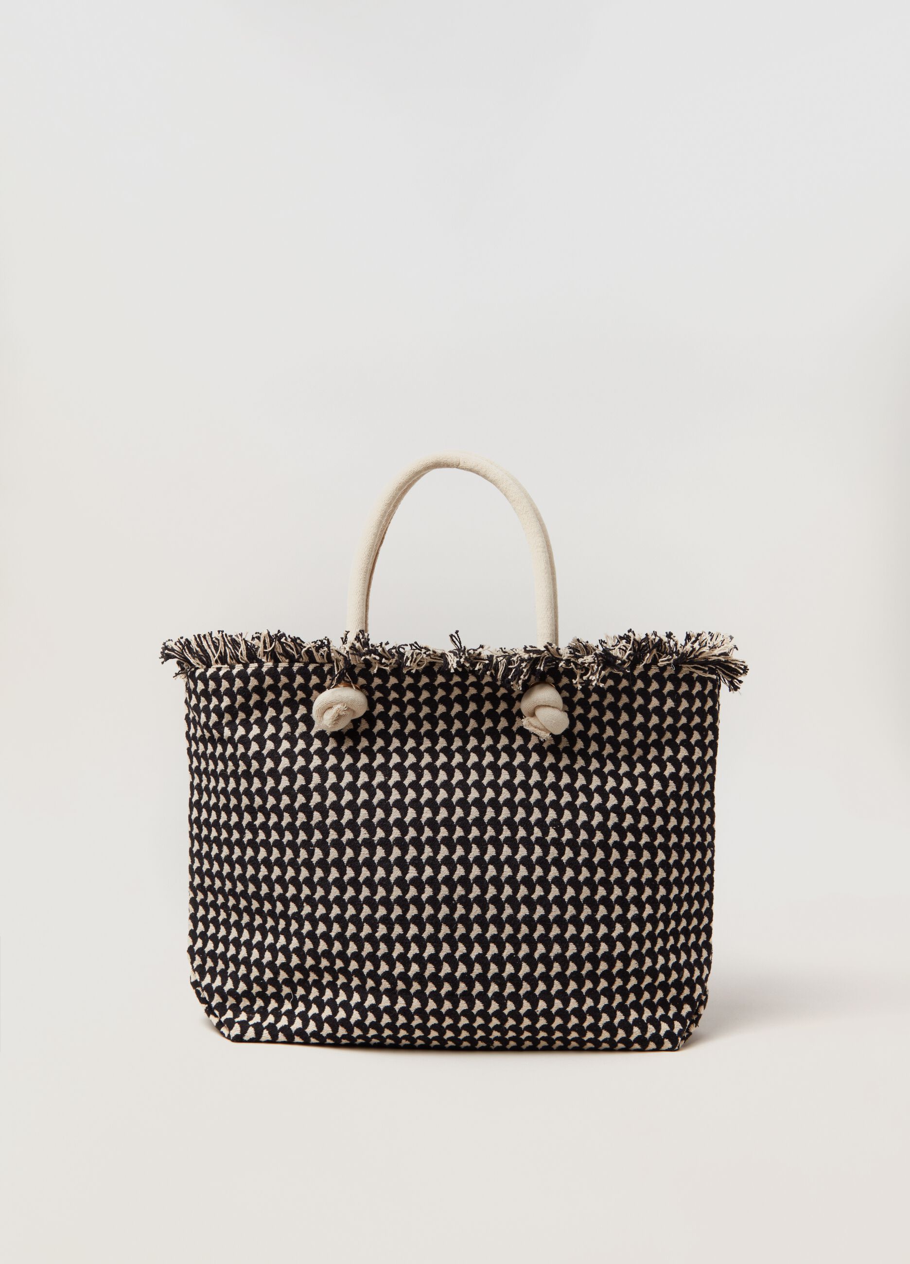 Tote bag with jacquard pattern