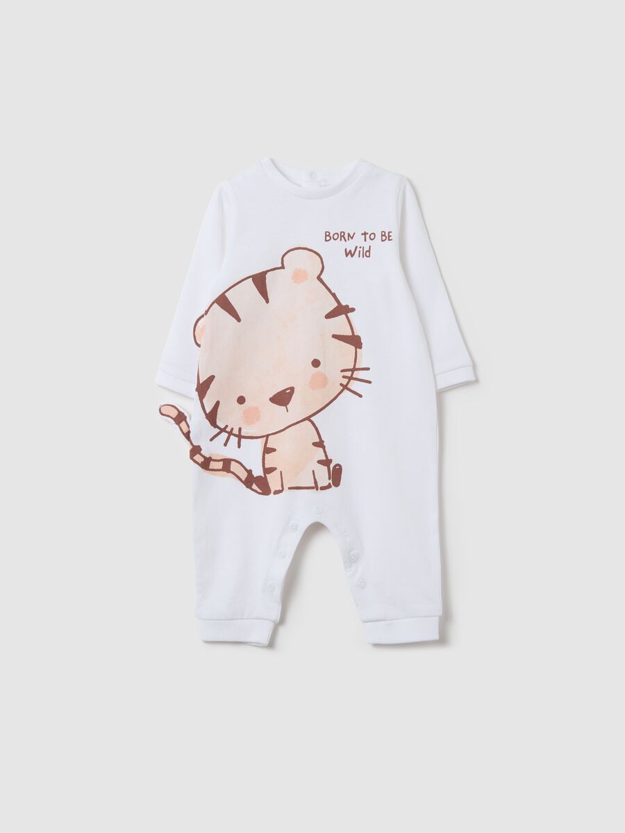 Cotton onesie with "Born to be Wild" tiger print_0