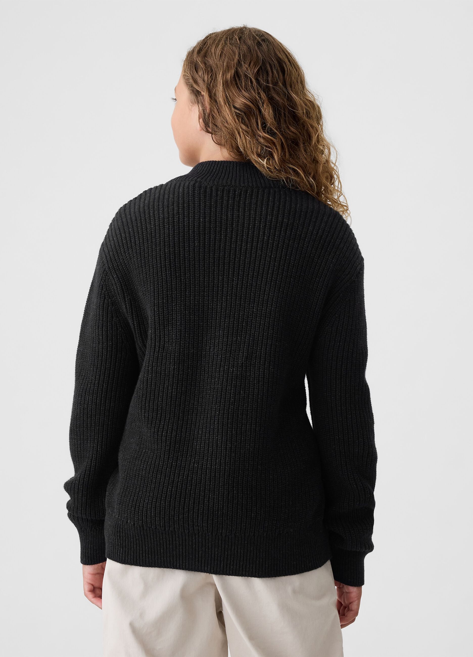Mock neck pullover with half zip