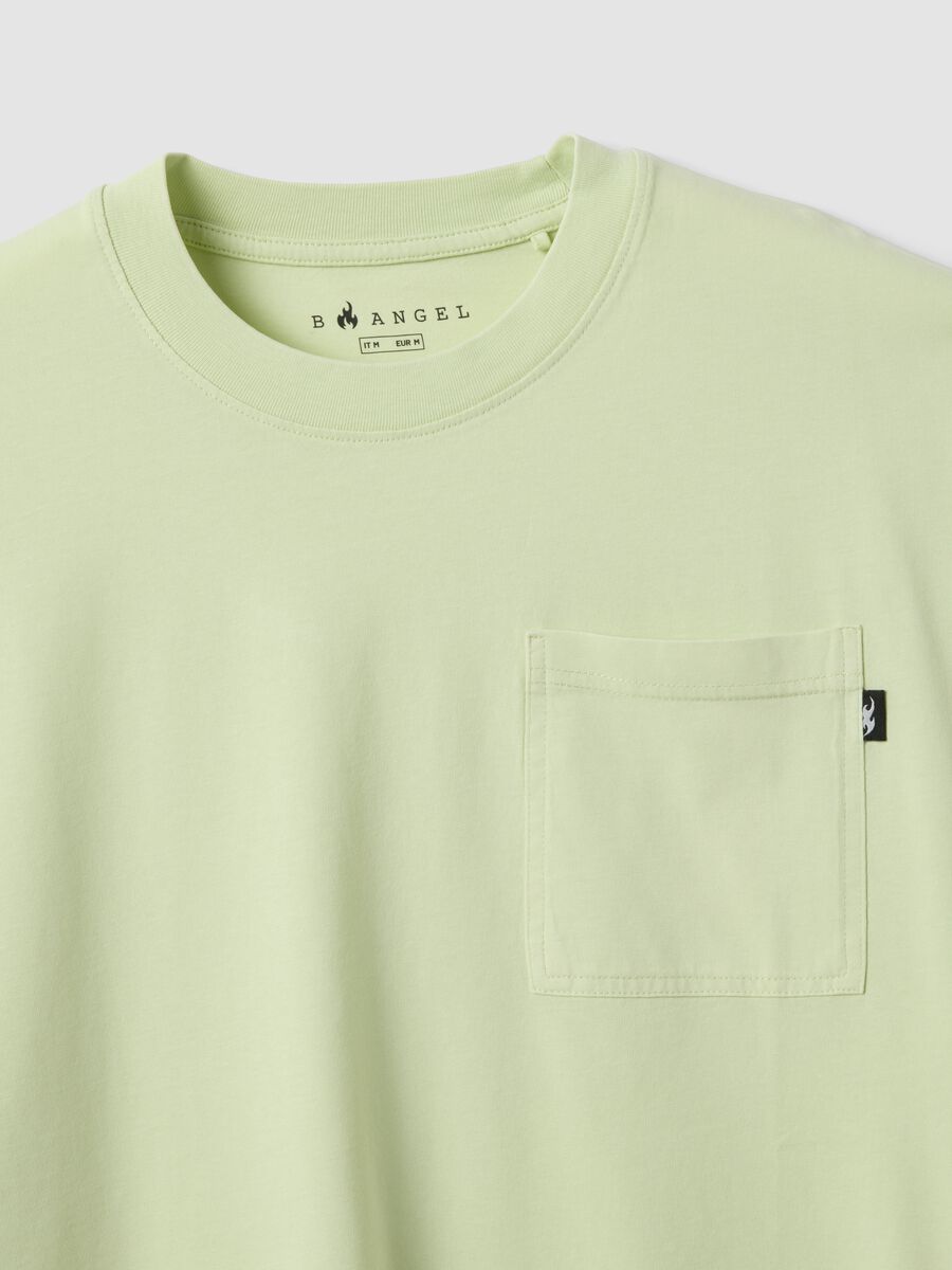 Green pure cotton T-shirt with chest pocket_5