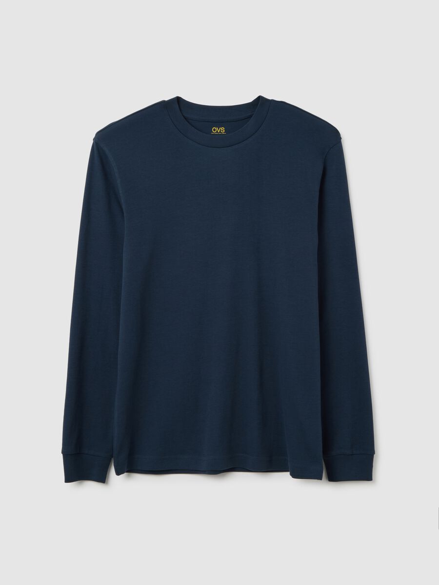 Maglia a maniche lunghe da ragazzo in puro cotone blu _4