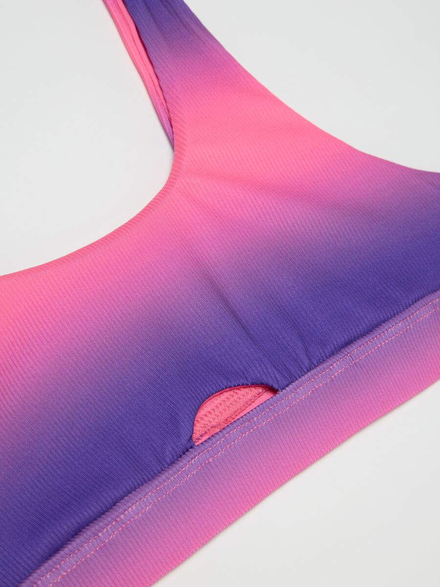 Girls' bikini in multicolour stretch fabric with dual-tone pink and purple and high-waisted bottoms_2