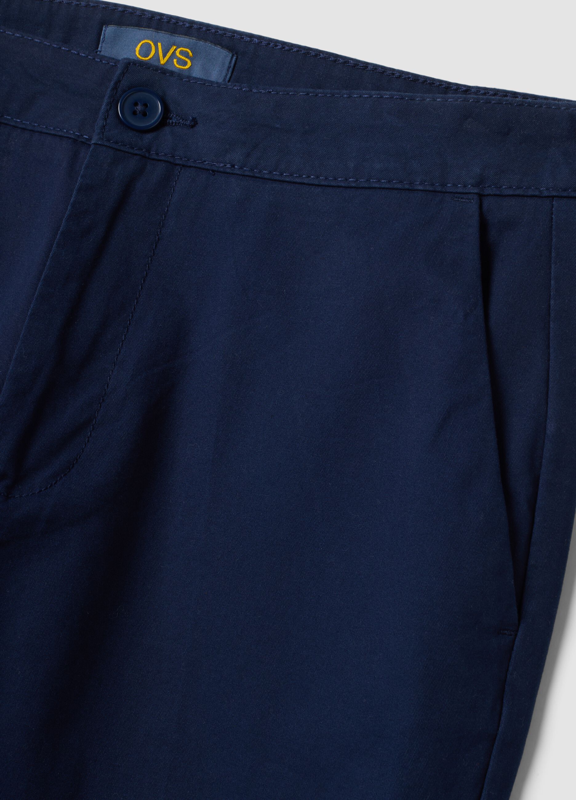 Blue regular-fit pure cotton chino trousers