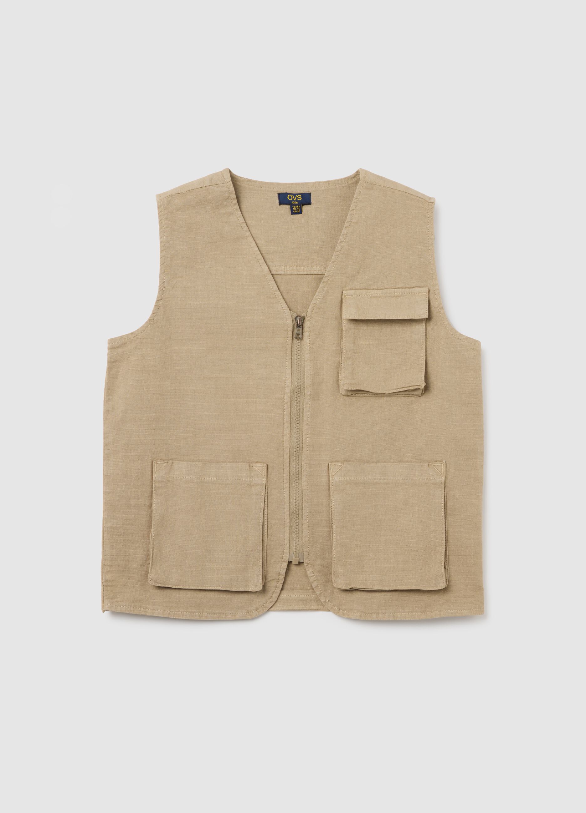 OVS Kids Beige Stretch Cotton Gilet