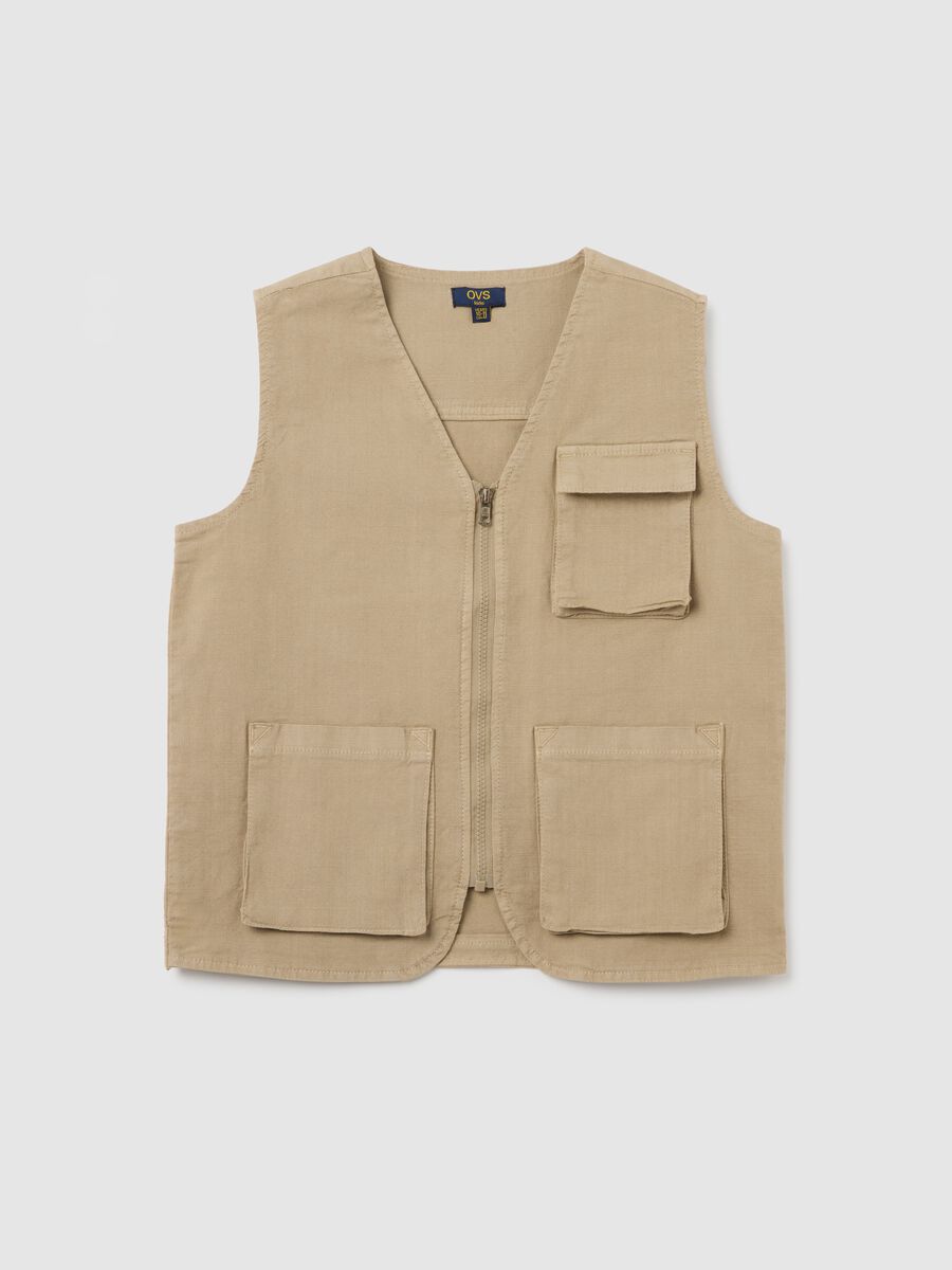 OVS Kids Beige Stretch Cotton Gilet_3