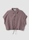 Multicolour gingham crop shirt in stretch cotton_4
