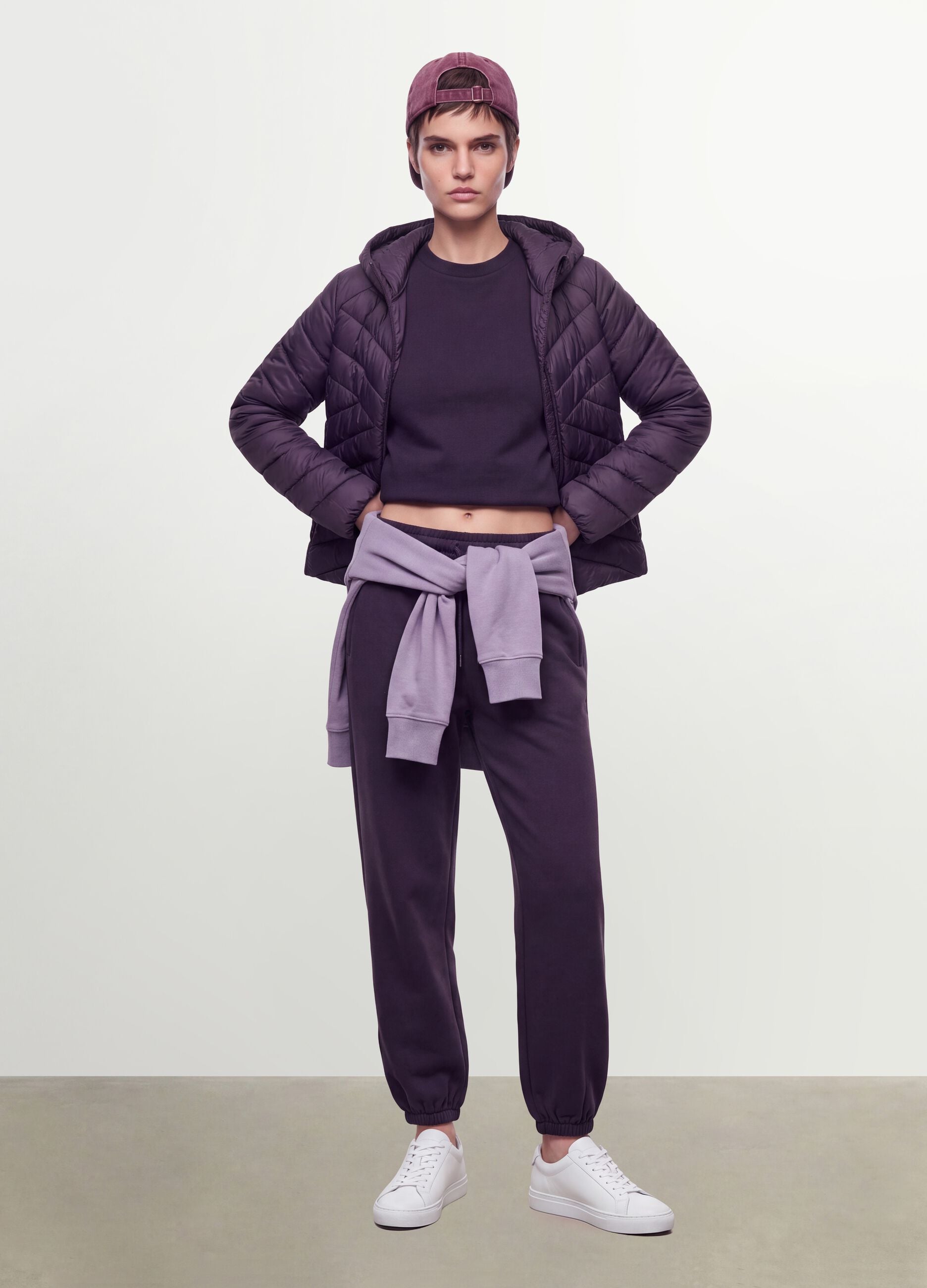 Purple cotton-blend joggers with elasticated waist, regular fit