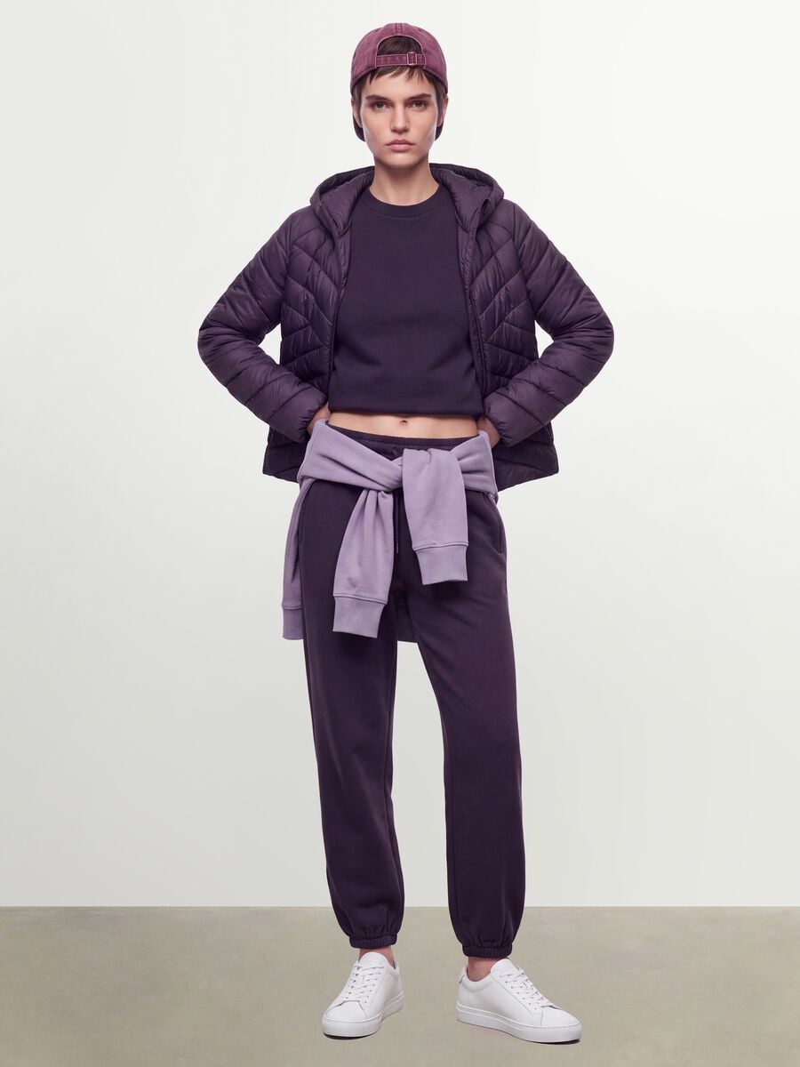 Purple cotton-blend jogger trousers with elasticated waist, regular fit_0