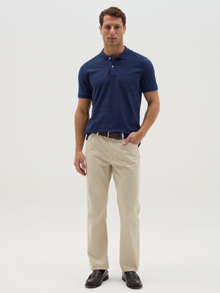 Stretch cotton polo shirt with pocket_1