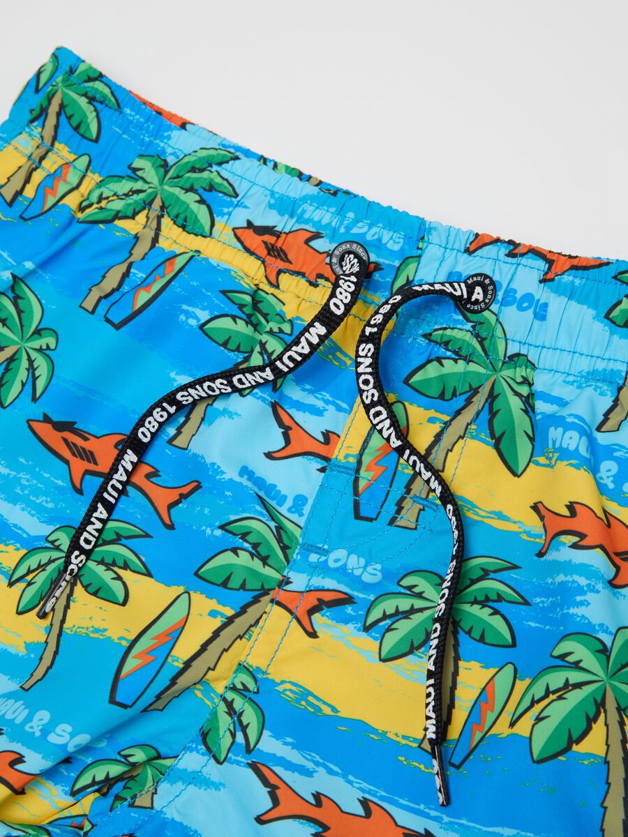 Child's multicolour fabric shorts regular fit with tropical print_2