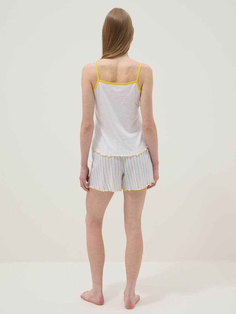 Pigiama corto in puro cotone multicolor regular fit con arricciature_2