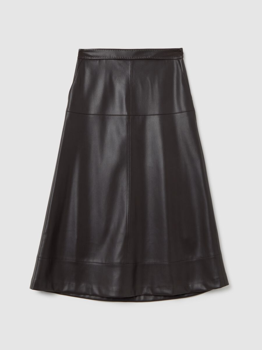 Long Brown Skirt with Side Pockets_4