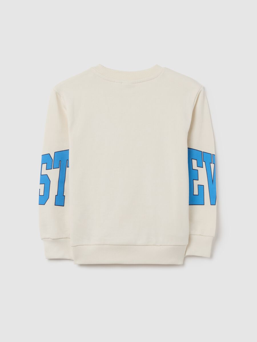 Boys’ beige oversized sweatshirt in 100% cotton with print_1