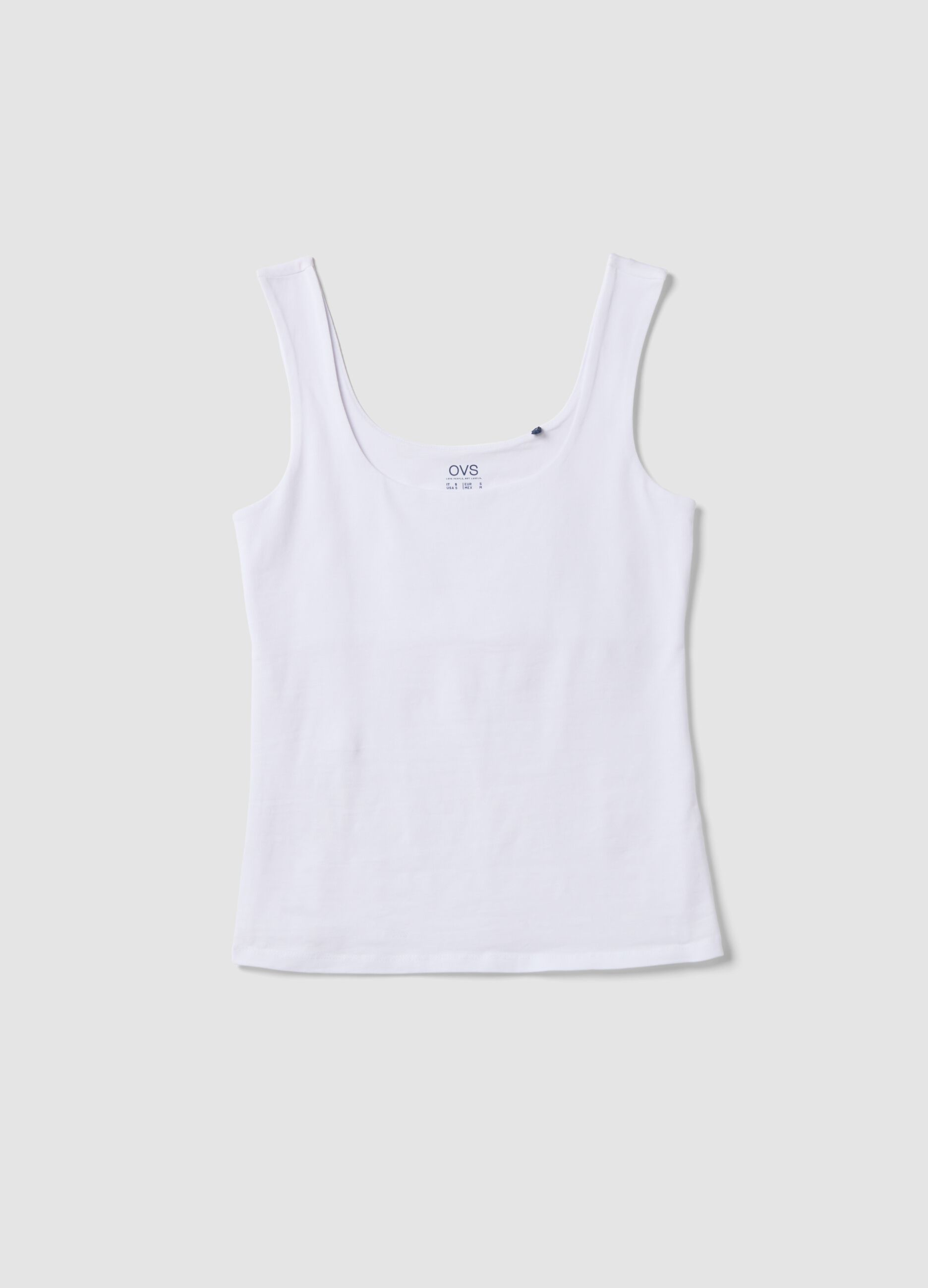 White fitted stretch-cotton tank top