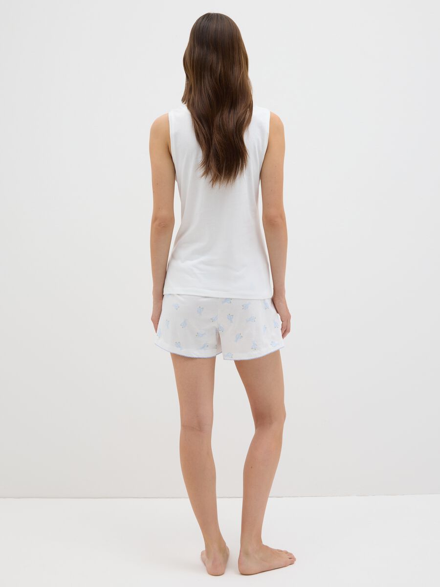 Completo pigiama da donna in puro cotone bianco_3