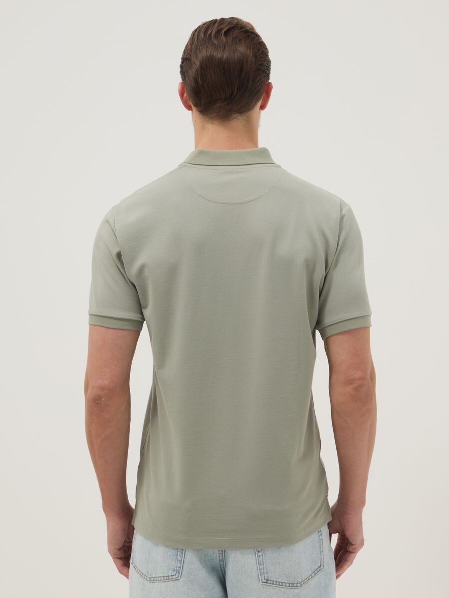 Green stretch cotton blend polo regular fit_3