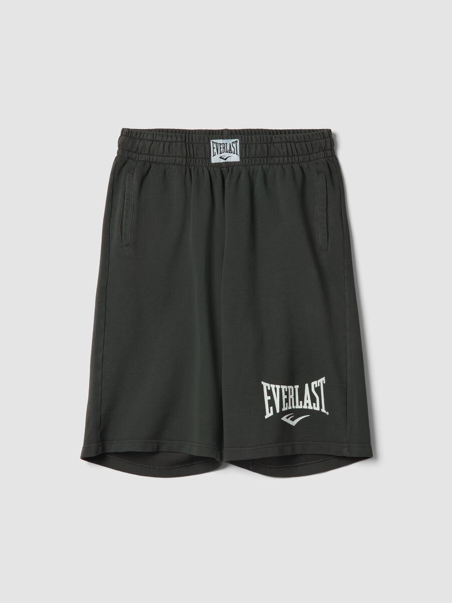 Pantaloncini in misto cotone neri regular fit con logo Everlast_4